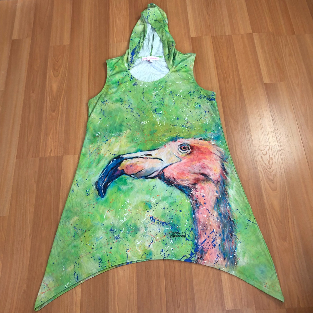 Leoma Lovegrove XL Hooded Tank Top Cover Up Womens Pullover Top Green